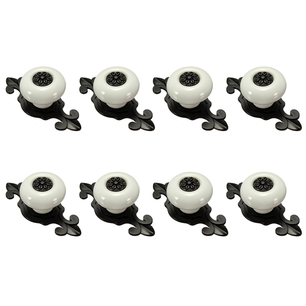 Vintage Ceramic Door Drawer Cupboard Pull Handle White+Black 4712848332149