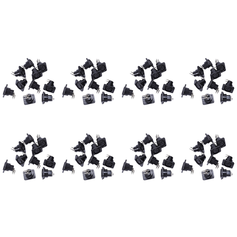 10Pcs Black Xlr 3Pin Female Jack Panel Chassis Pcb Socket Connector 4712848316910