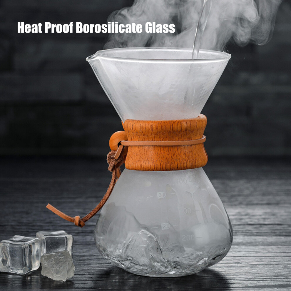 14oz Pour Over Coffee Maker with Glass Carafe & Steel Filter Hand Drip Brewer