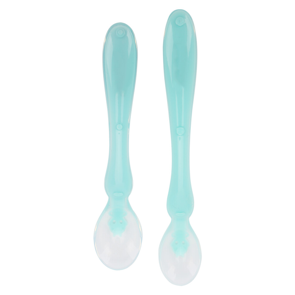 2Pcs Baby Silicone Soft Spoons Bpa-Free Feeding Utensils Green