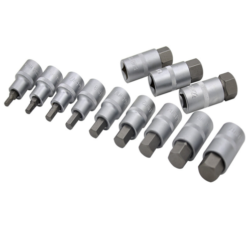 12Pcs 1/2 inch Drive Impact Hex Bit Socket Set H5 H6 H7 H8 H10 2