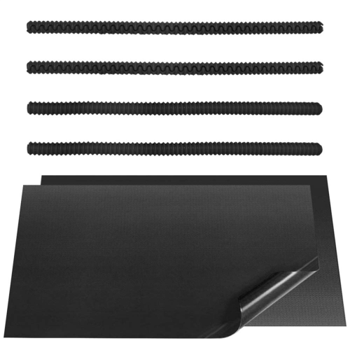 4 Pcs Black Oven Shelf Silicone Rack Guard + 2 Pcs Oven Liners Mat 1
