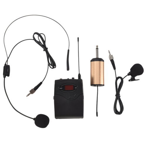 Wireless Microphone Set With Headset Lavalier Lapel Mics Beltpack 1