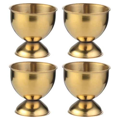Egg Cups Set Stainless Steel Soft Tray Tool Holders Kitchen, Gold 1