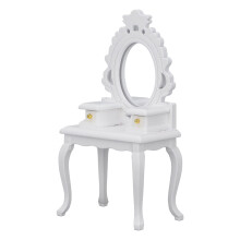 1:12 Puppenhaus Schminktisch Hocker Miniatur Schlafzimmermöbel Modell Dekoration DIY Puppenhaus Zubehör Weiß