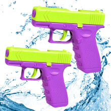 Water Gun Toy for Children - Mini Water Spray Guns, Pack of 2, Small Plastic Water Guns in Green and Purple for Outdoor Fun