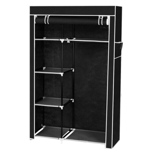 Portable Closet Storage Organizer Wardrobe Clothes Rack Black 1