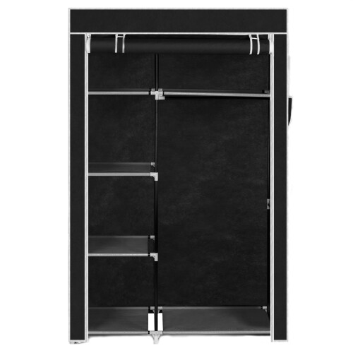 Portable Closet Storage Organizer Wardrobe Clothes Rack Black