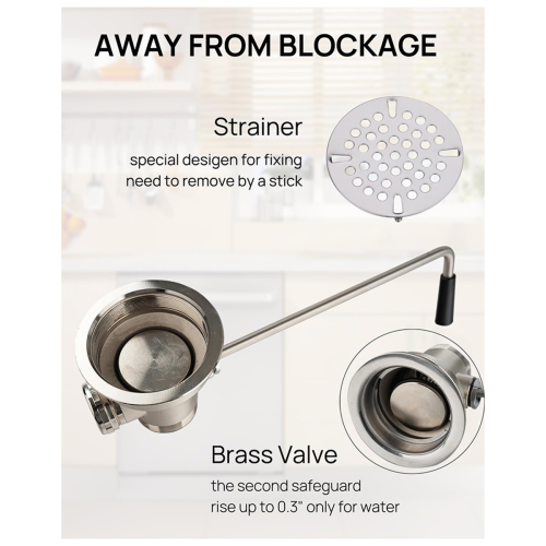 3-1/2inch Commercial Sink Drain with Twist Lever Handle, 2