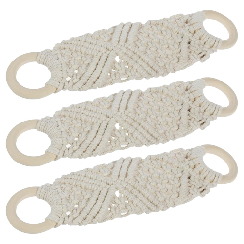 Macrame Knit Hanging Kitchen Holder with Loop Crochet Towel Ring