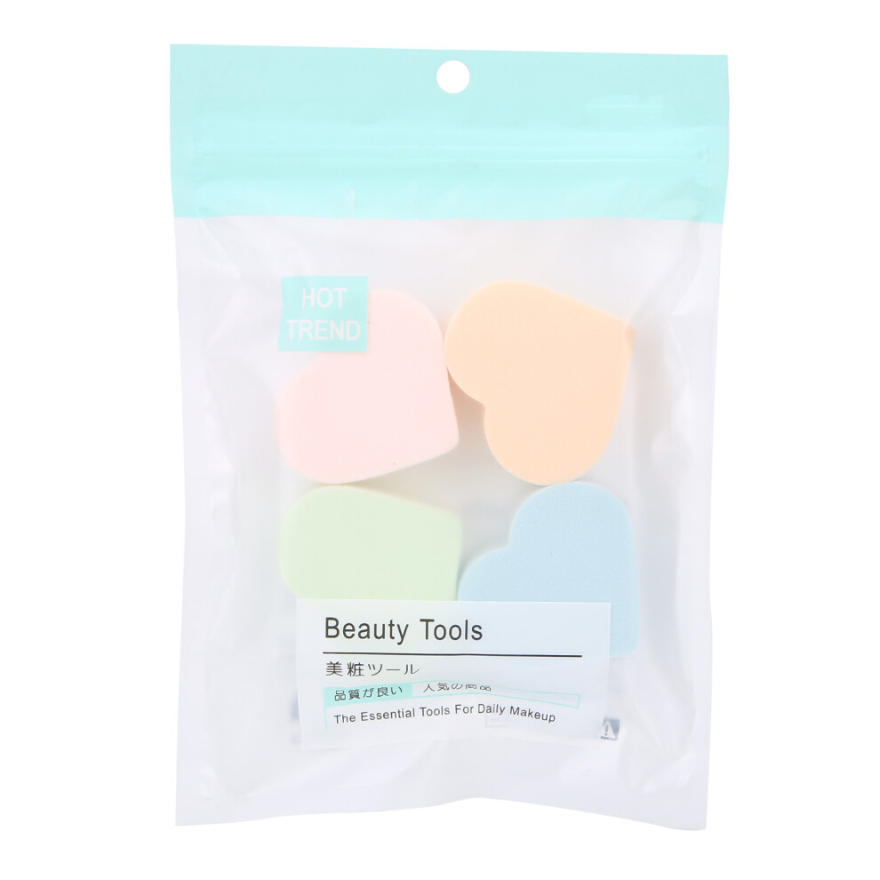 4Pcs Heart-Shaped Soft Sponges for Wet/Dry Makeup & Foundation