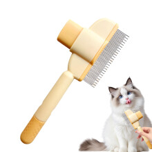 Pet Deshedding Comb with Release Button, Gentle Dematting Brush for Dogs and Cats, Yellow, For Long and Short Hair