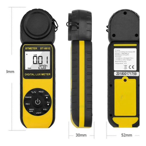 Digital Lux Meter BT-881E Handheld Light Meter 1 - 300,000Lux Sensor 1