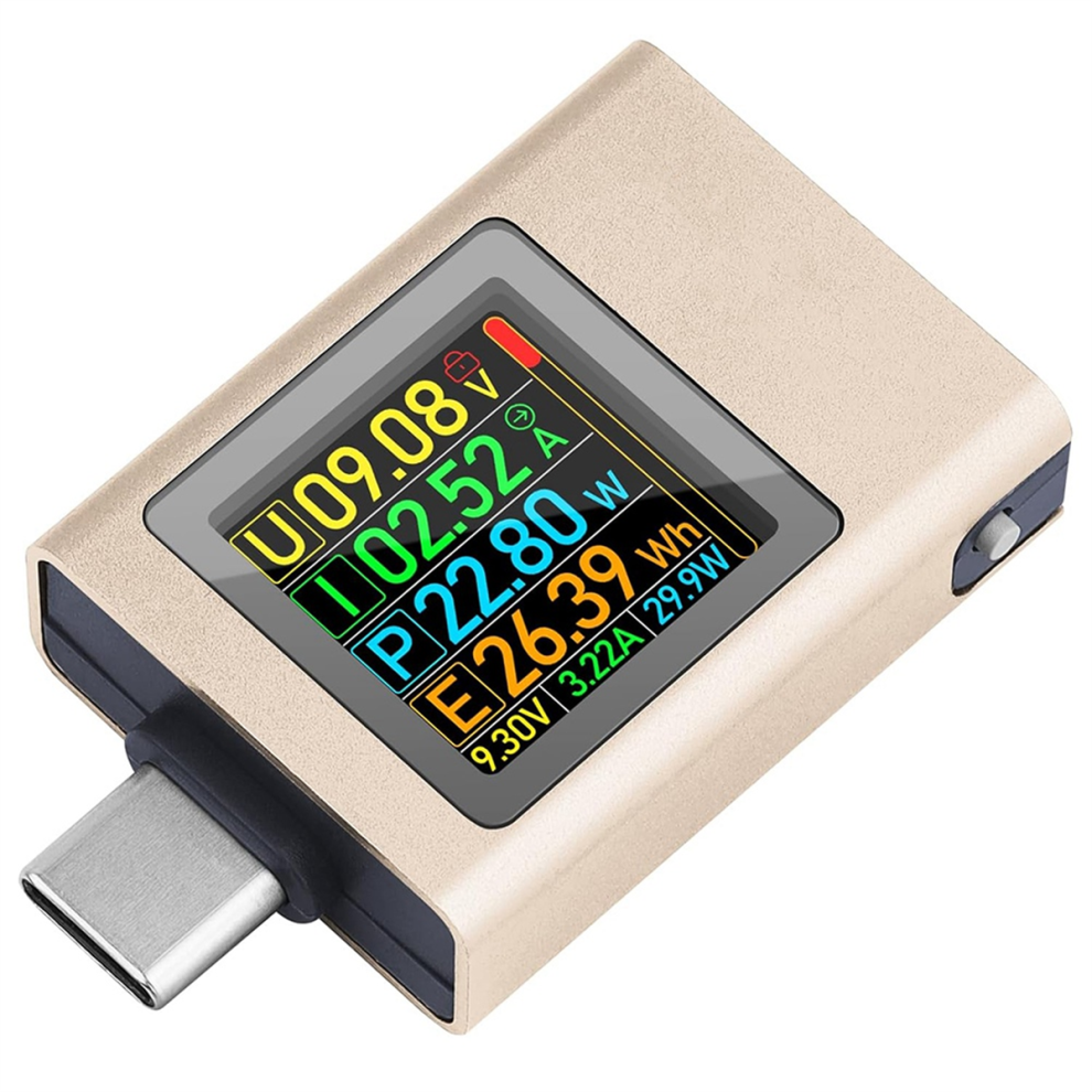 Type-C Power Meter Tester Voltage Current Multimeter Champagne Color 4713629106942