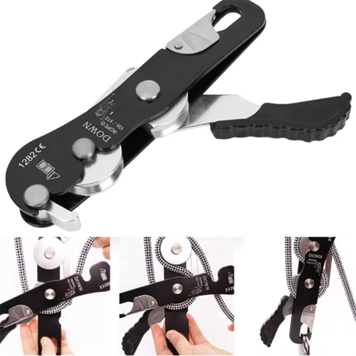 Self-Locking Manual Descender Outdoor Climbing Slow Descent Rescue 2
