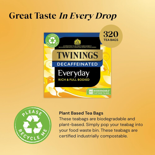Twinings Twinings Decaffeinated Everyday Tea 320 Tea Bags,80 Count (Pack of 4) 2