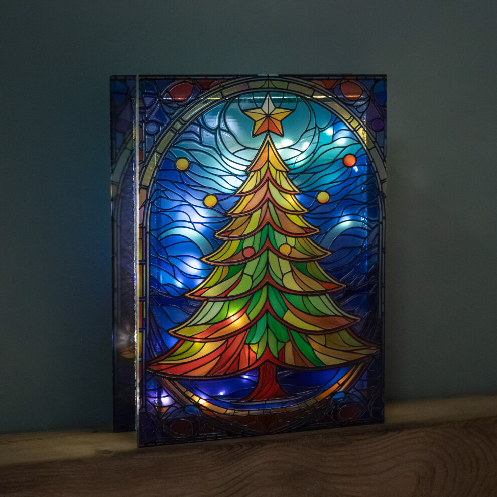 Samuel Alexander Light up Christmas Tree Stained Glass Decoration 28cm - Image 3