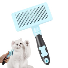 Dog Brush, Non-Slip Cat Hair Brush with Self-Cleaning Function, Ergonomic Handle for Daily Grooming and Shedding, Blue