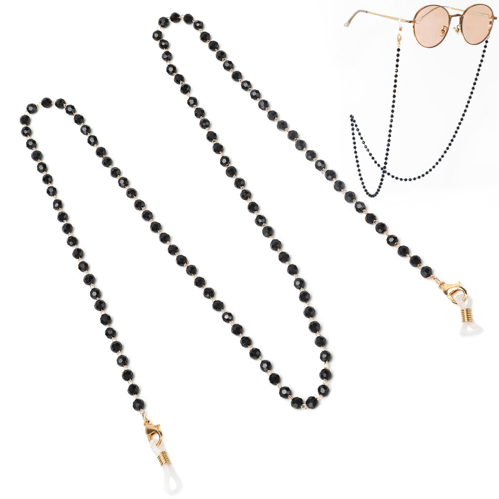 Black Stylish Acrylic Beads Eyeglasses Chain With Mask Holder Clasps