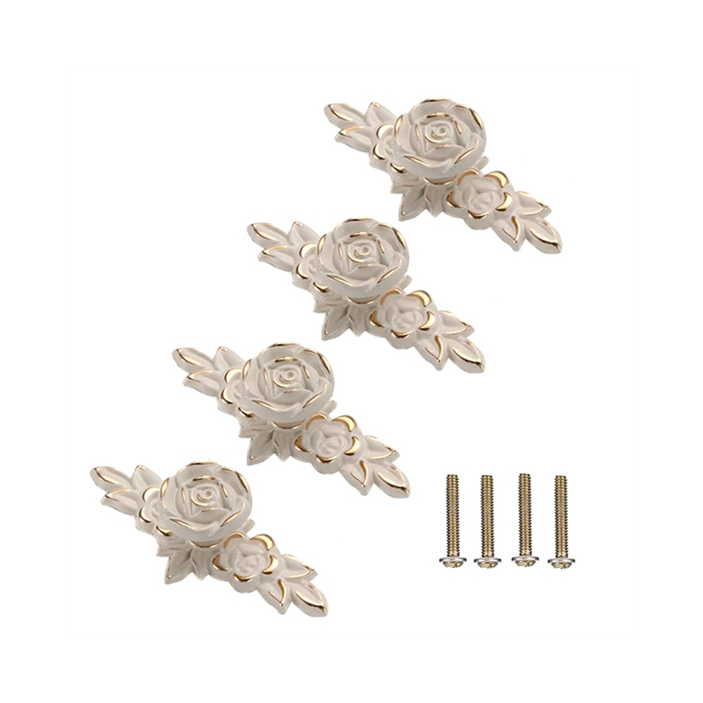 4 Pcs Euro Roses Cabinet Knobs With Backplate 4713629142858