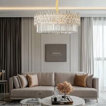 32 inch Round Crystal Chandeliers Light Fixture Crystal Pendant Lamp