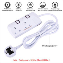 2 plug extension lead with Individual Switches, 1.5M Extension Cable