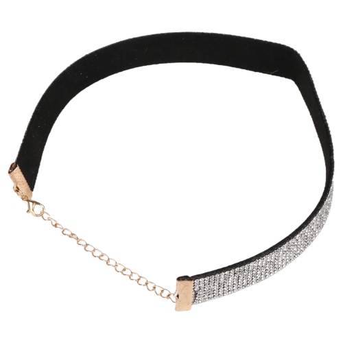 Collana da donna in pelle scamosciata con strass argento 2