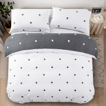 (Super King Quilt Cover, Grey & White Dotted) Printed Duvet Cover Set with Pillowcases - Soft Microfibre Bedding Quilt Cover - Single, Double, King