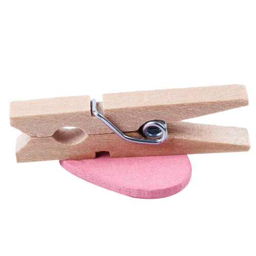 20x Love Heart Shape Ξύλινα κλιπ Θήκη φωτογραφιών άλμπουμ καρτών χάρτινα μανταλάκια 2