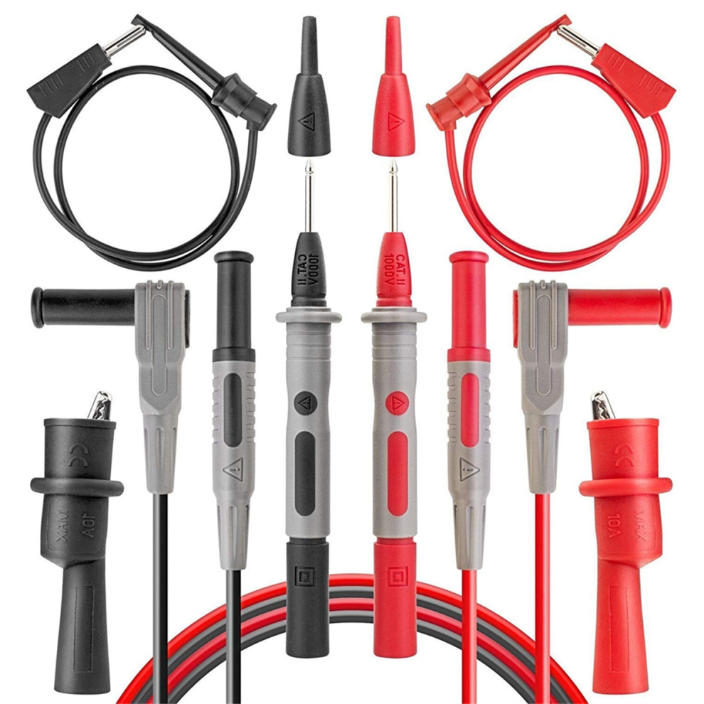 Set Di 8 Puntali Per Test Multimetro Con Morsetti A Coccodrillo-image