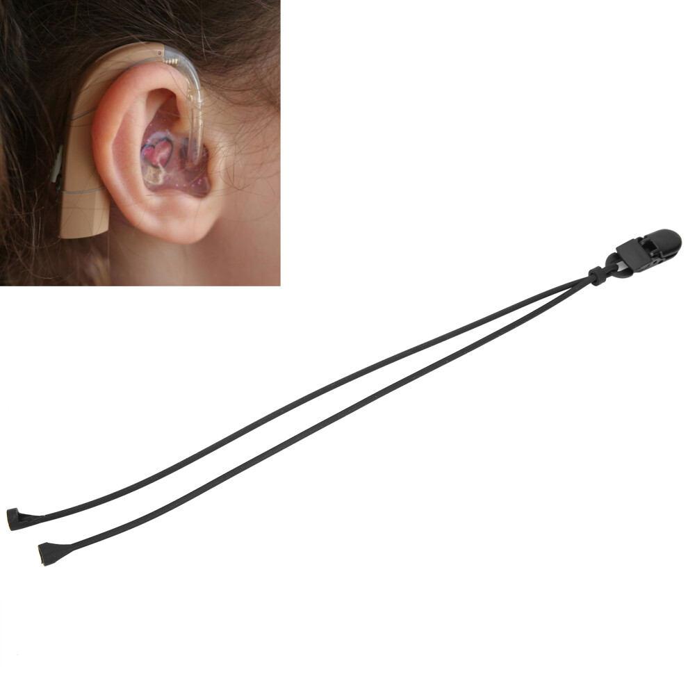 Black Silicone Antiloss Lanyard For Hearing Aids Â Elderly Protection