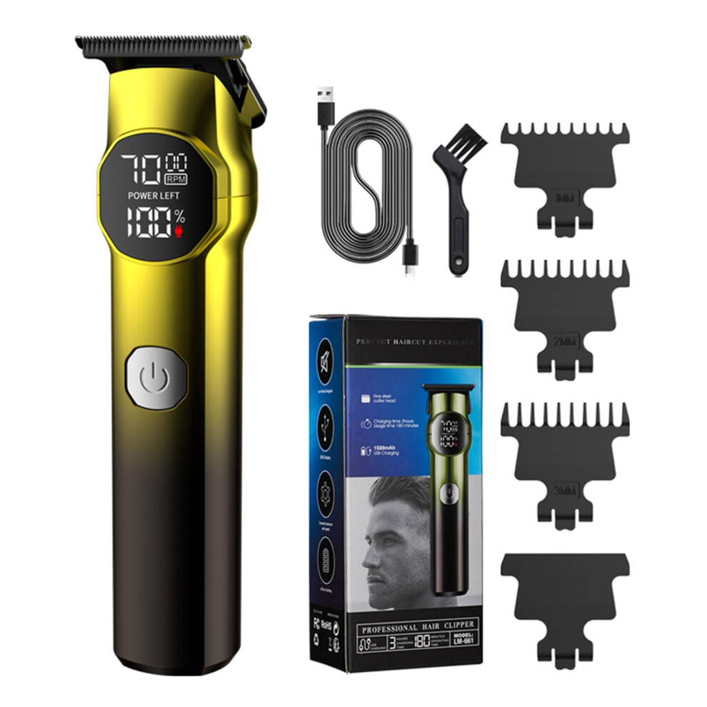 Hair Trimmer for Men, Professional Cordless Gold Hair Clipper with LCD Display and Trimmer Kits for Hair Cutting