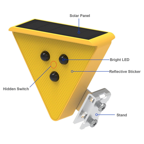 Solar-Warnleuchte - LED-Blinklicht gelb 1