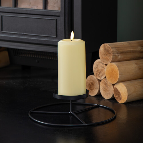 Premier 25cm Black Round Metal Pillar Candle Ring Holder 1