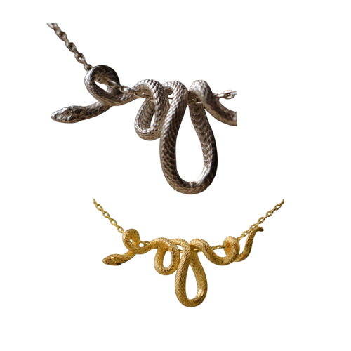 Collana a serpente avvolto, stile neutro e cool