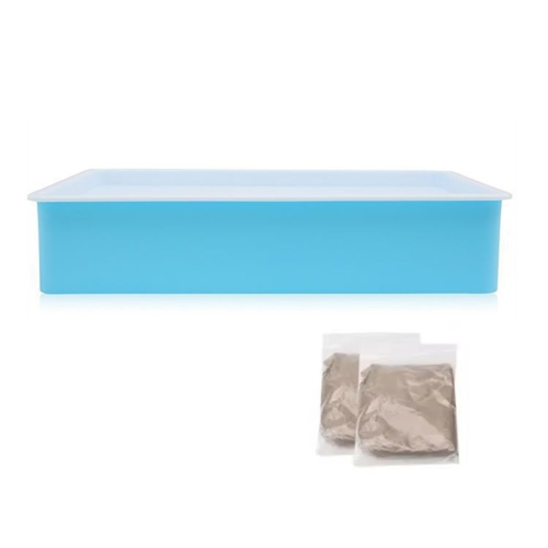 Tavolo creativo fai da te con sabbia e luce per bambini, blu