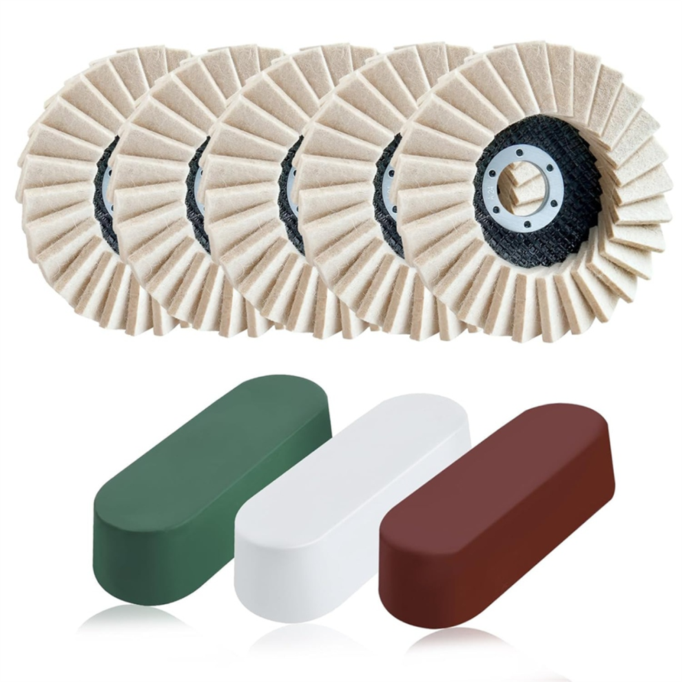 Disco Abrasivo De Pulido Con Disco De Fieltro Y Juego De Compuesto De Pulido-image
