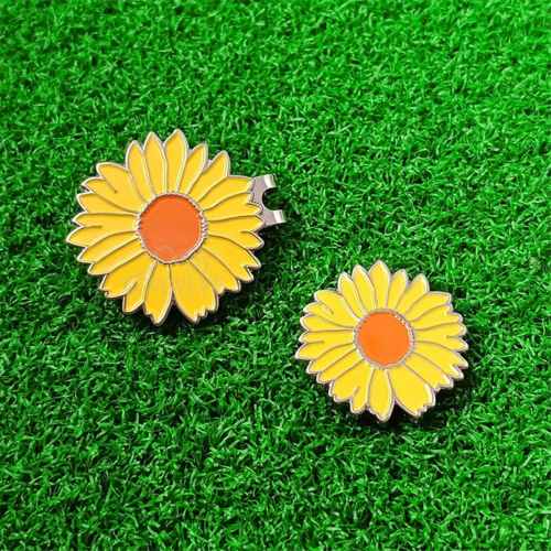 Prendedor removível para boné de golfe com padrão de flor amarela 2