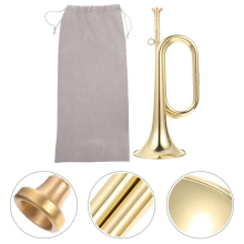 Pequeno trompete corneta latão chifre dourado instrumento de sopro simples para iniciantes