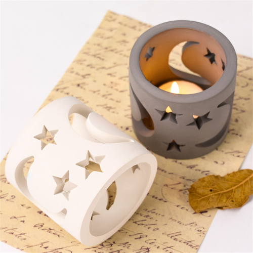 Round Candlestick Silicone Mold DIY Star Moon Tealight Candle Holder 1