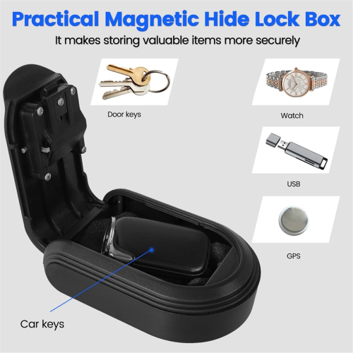 Magntic Key Lock Box with 4 Digit Combination Lock Hider Under Car, B 1
