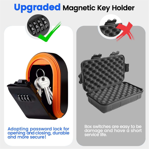 Magntic Key Lock Box with 4 Digit Combination Lock Hider Under Car, A 2