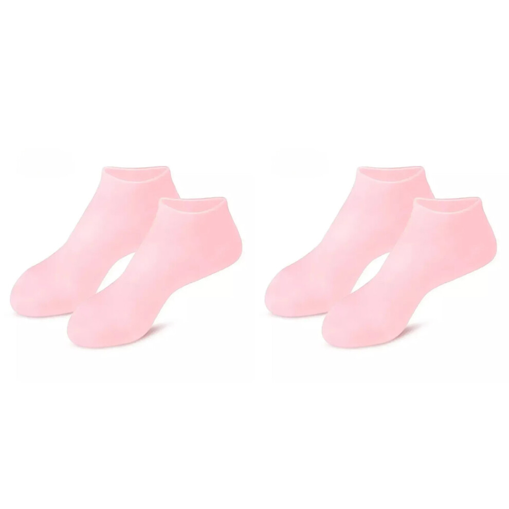 (pink, 2 pairs) Enjoy Smooth Heels With Silicone Moisturizing Socks 1. Made Of Food-image-OPC-PJKYMVS-NEW