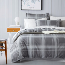 (King Quilt Cover, Check) Printed Duvet Cover Set with Pillowcases - Soft Microfibre Bedding Quilt Cover - Single, Double, King