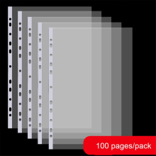 100 pagina's A4 geperforeerde hoes, transparante 11-gaats beschermhoes