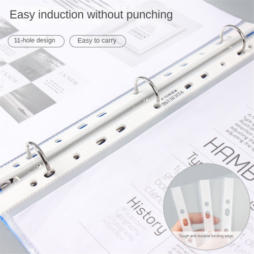 100Pages A4 Punched Pocket,Clear 11-Hole Sheet Protector Binder 2