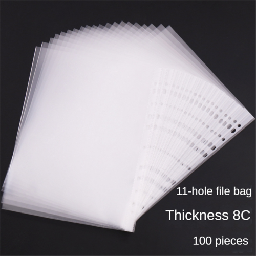 100Pages A4 Punched Pocket,Clear 11-Hole Sheet Protector Binder 1