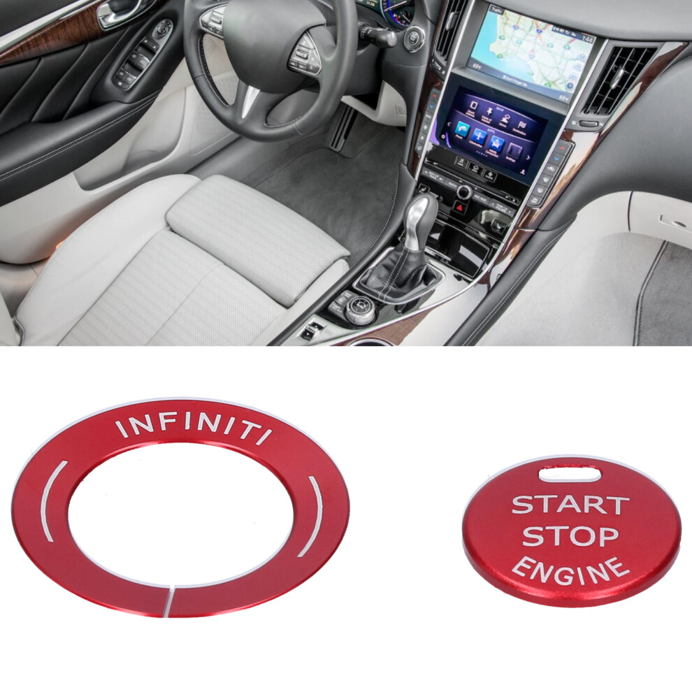 2Pcs Engine Start Stop Trim For Infiniti Q50 Q50l Qx60 Alloy Decor Red 7891340683267