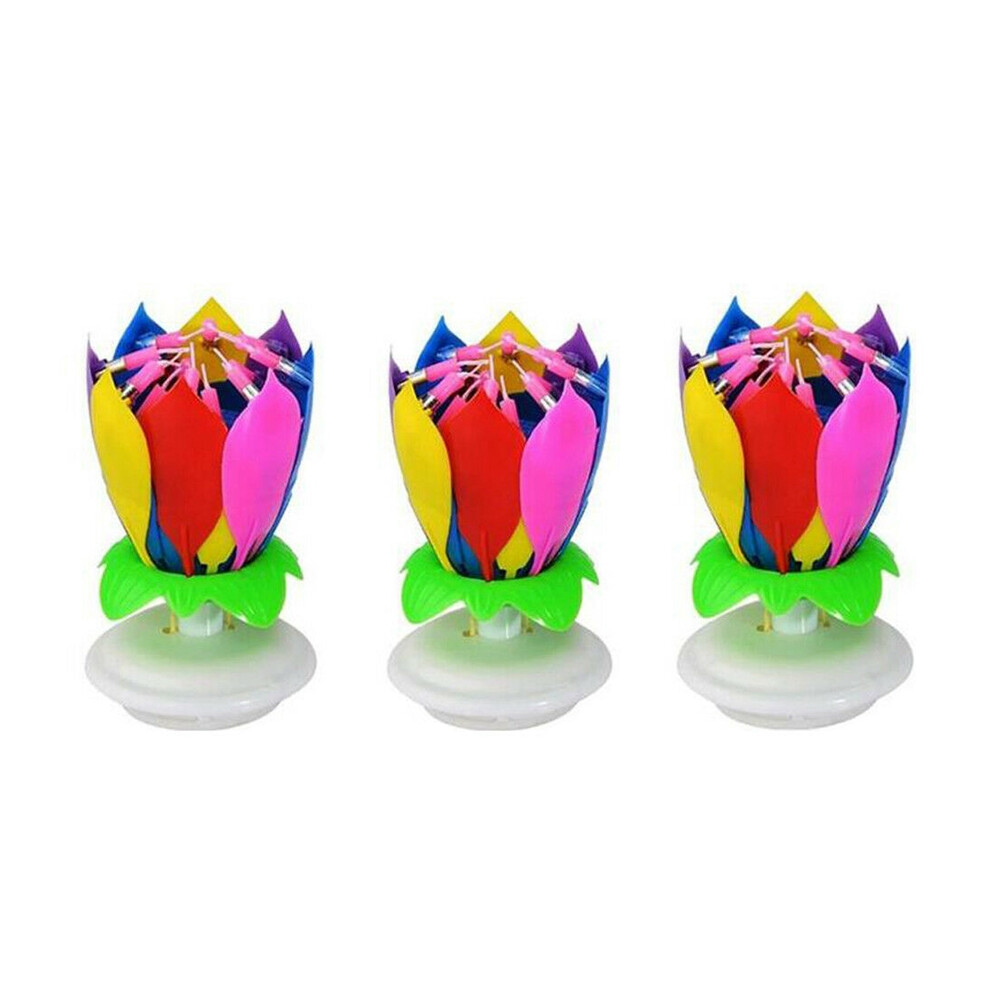 3-Pack Muzikale Verjaardagskaars, Veelkleurige Kaars, Lotusrotatie-image
