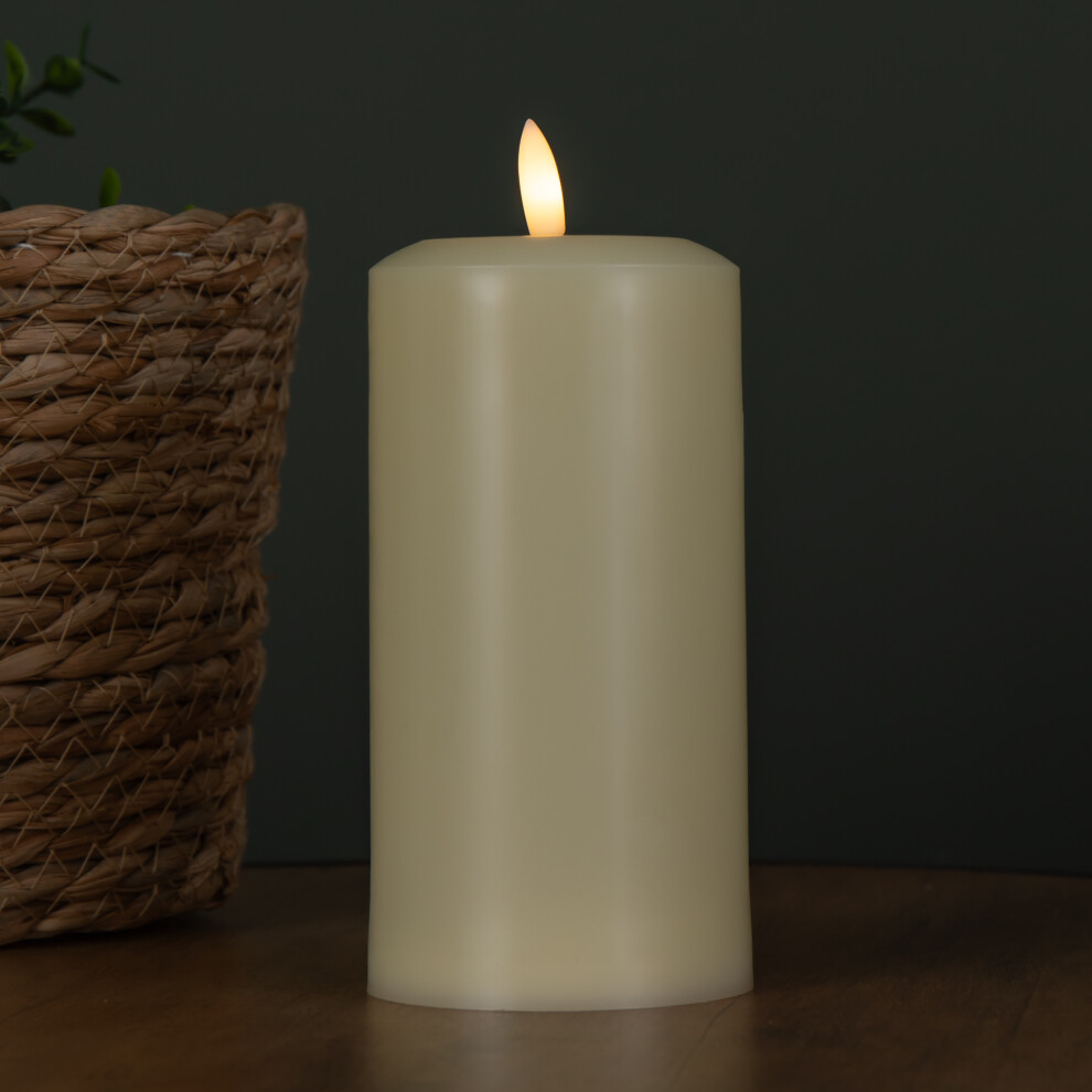 Three Kings 18Cm Battery Operated Cream Flickering Flameless Led Pillar Candle